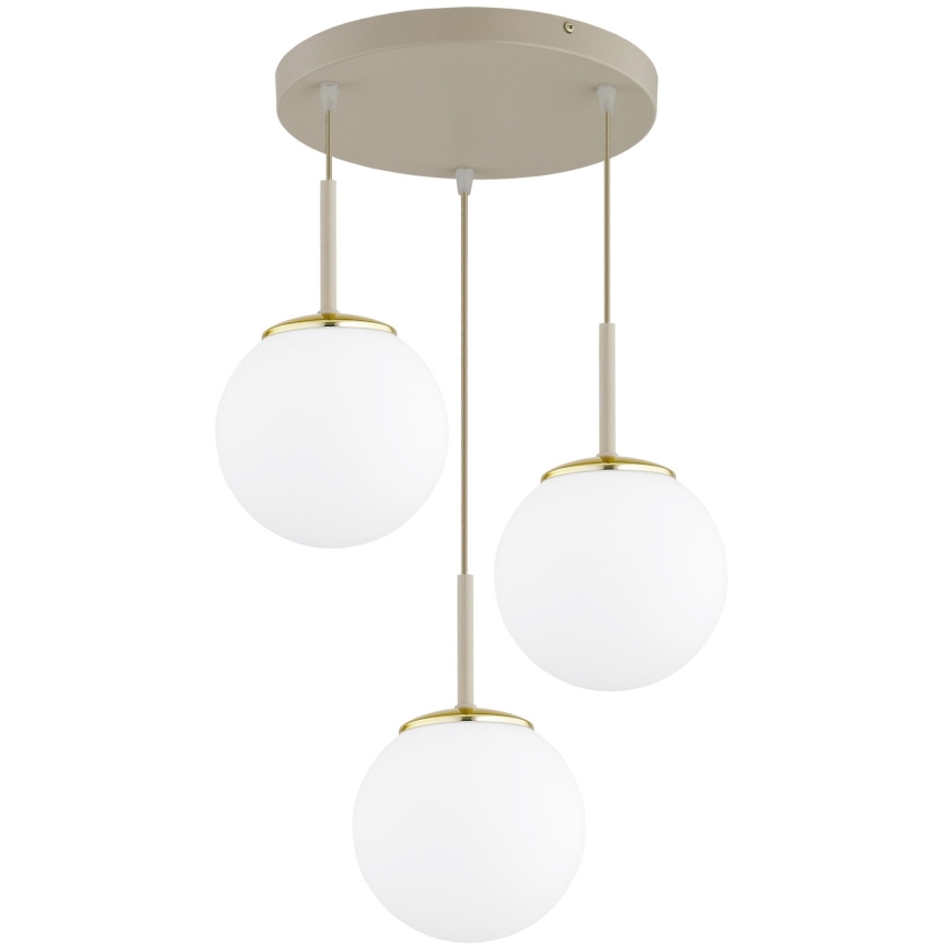 Brilagi - Pendel på kabel MILO ECRU 3xE27/60W/230V beige/guld