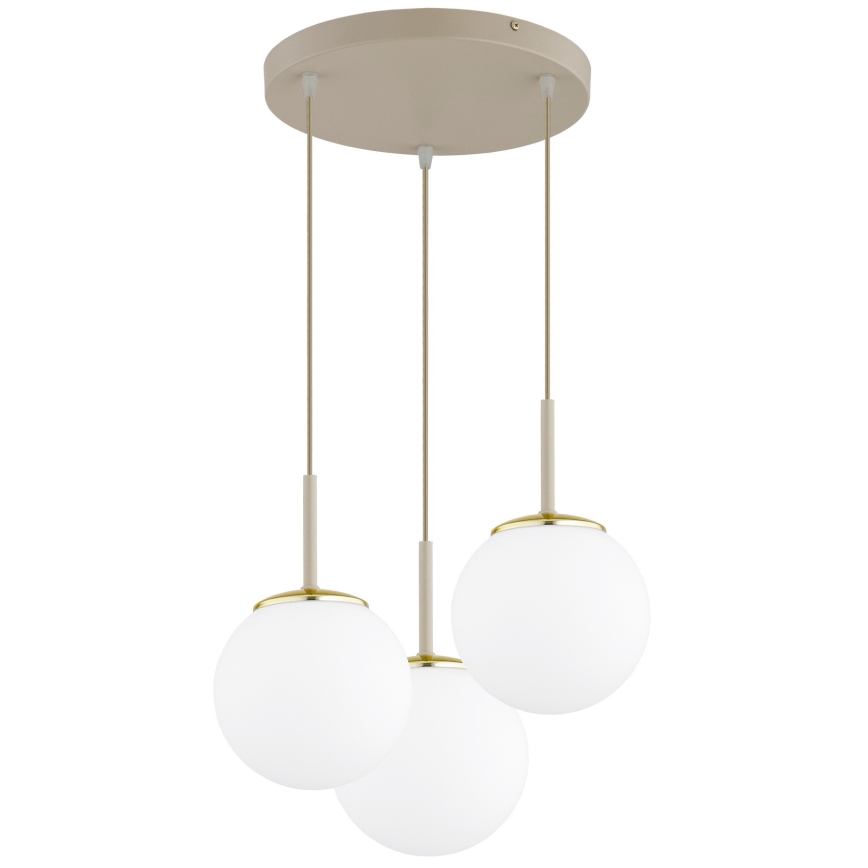 Brilagi - Pendel på kabel MILO ECRU 3xE27/60W/230V beige/guld