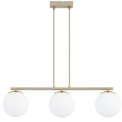 Brilagi - Pendel på kabel MILO ECRU 3xE27/60W/230V beige/guld