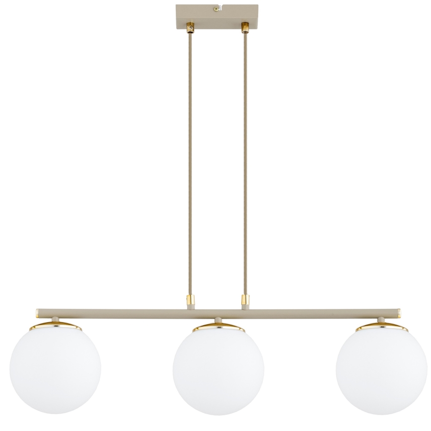 Brilagi - Pendel på kabel MILO ECRU 3xE27/60W/230V beige/guld