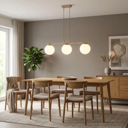 Brilagi - Pendel på kabel MILO ECRU 3xE27/60W/230V beige/guld