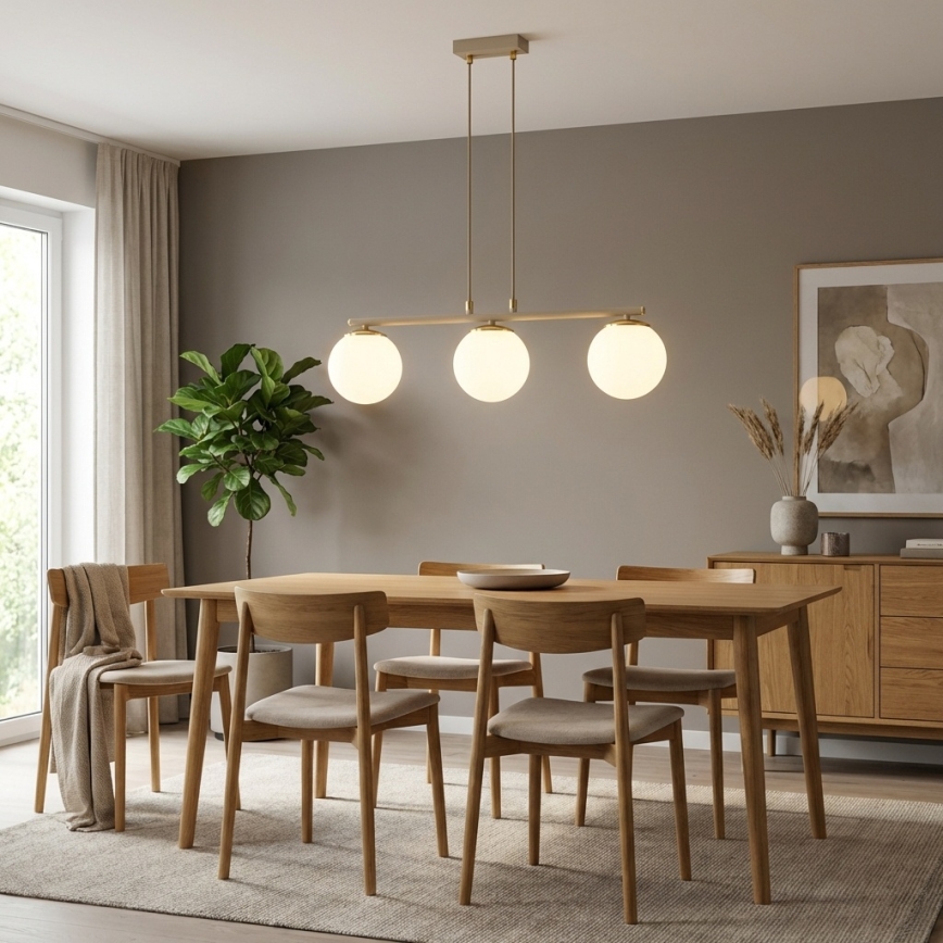 Brilagi - Pendel på kabel MILO ECRU 3xE27/60W/230V beige/guld