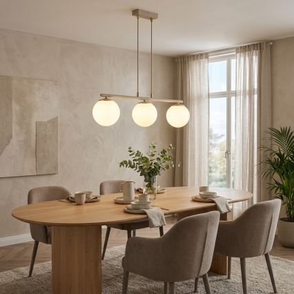 Brilagi - Pendel på kabel MILO ECRU 3xE27/60W/230V beige/guld