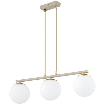 Brilagi - Pendel på kabel MILO ECRU 3xE27/60W/230V beige/guld