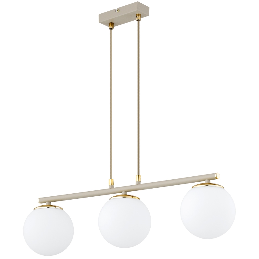 Brilagi - Pendel på kabel MILO ECRU 3xE27/60W/230V beige/guld