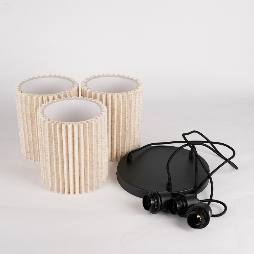 Brilagi - Pendel på kabel NORDIC WAVE 3xE27/15W/230V Ø 38 cm hør/sort