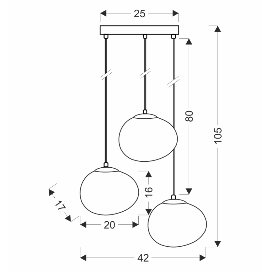 BRILAGI - Pendel på kabel PEBBLES 3xE27/40W/230V Ø 42 cm sort