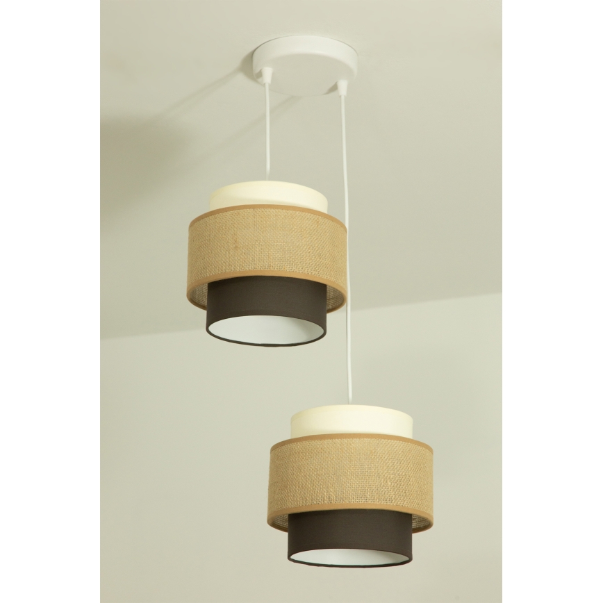 Brilagi - Pendel på kabel RESNA 2xE27/60W/230V Ø 30 cm beige/sort