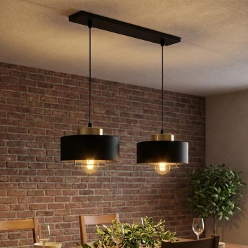 Brilagi - Pendel på kabel SPRING 2xE27/60W/230V sort/guld