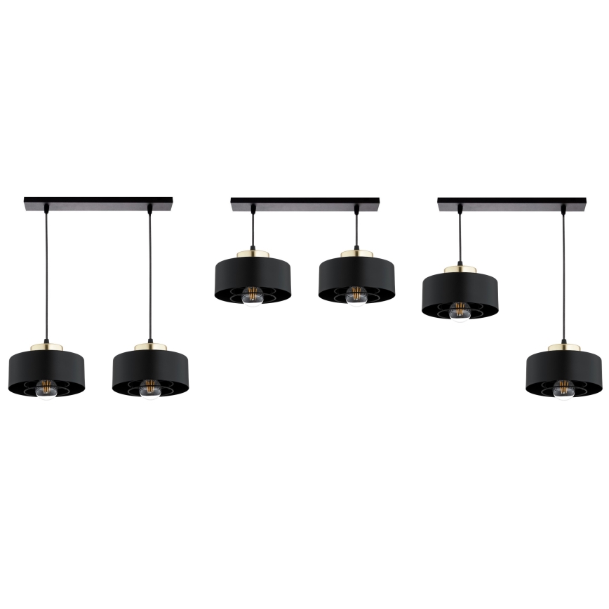 Brilagi - Pendel på kabel SPRING 2xE27/60W/230V sort/guld