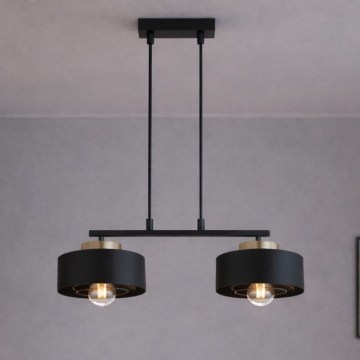 Brilagi - Pendel på kabel SPRING 2xE27/60W/230V sort/guld