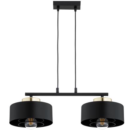 Brilagi - Pendel på kabel SPRING 2xE27/60W/230V sort/guld