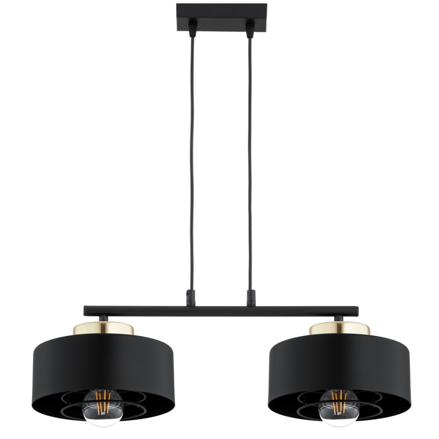 Brilagi - Pendel på kabel SPRING 2xE27/60W/230V sort/guld