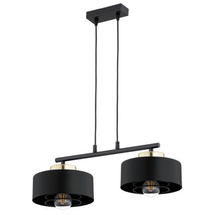 Brilagi - Pendel på kabel SPRING 2xE27/60W/230V sort/guld