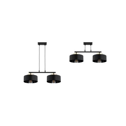Brilagi - Pendel på kabel SPRING 2xE27/60W/230V sort/guld