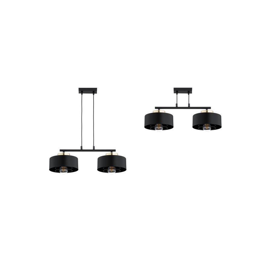 Brilagi - Pendel på kabel SPRING 2xE27/60W/230V sort/guld