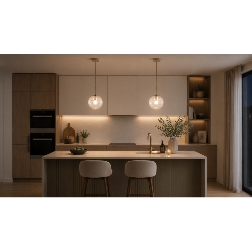 Brilagi - Pendel på kabel STELLA 1xE27/60W/230V Ø 15 cm beige/guld