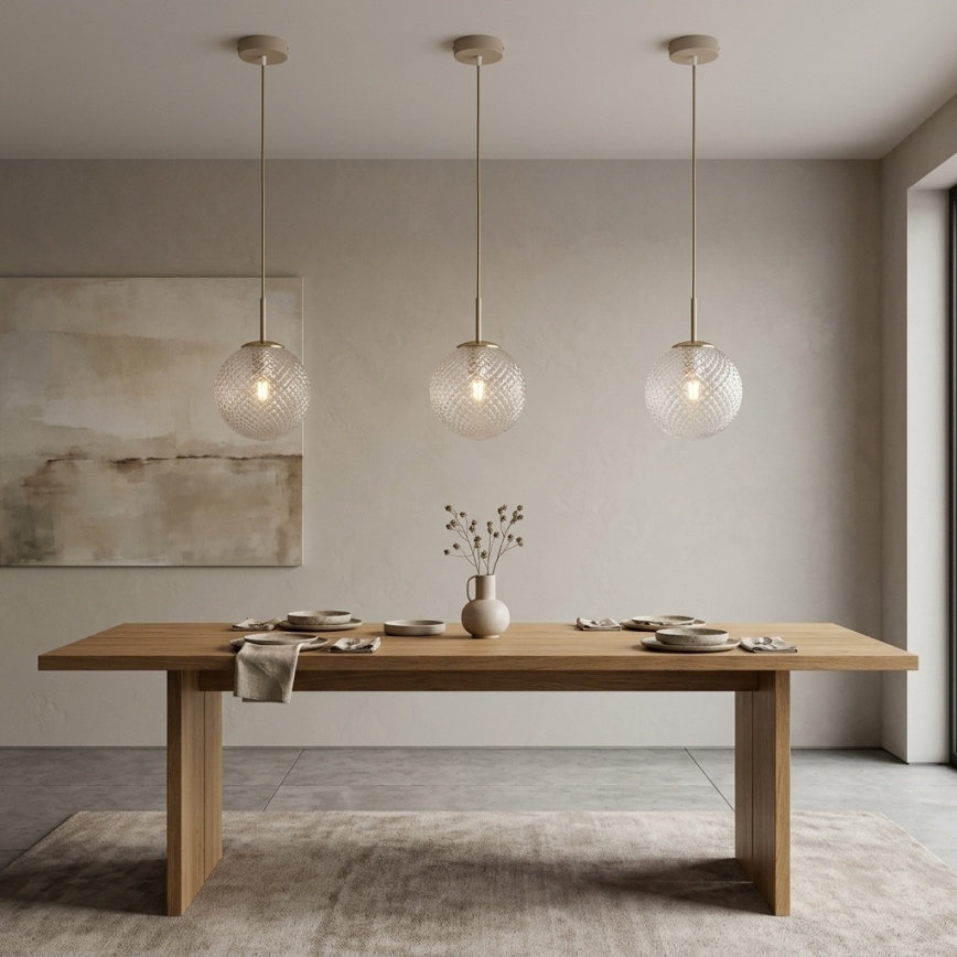 Brilagi - Pendel på kabel STELLA 1xE27/60W/230V Ø 15 cm beige/guld