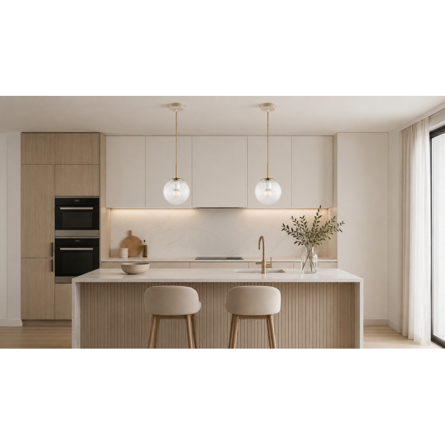 Brilagi - Pendel på kabel STELLA 1xE27/60W/230V Ø 15 cm beige/guld
