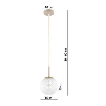 Brilagi - Pendel på kabel STELLA 1xE27/60W/230V Ø 15 cm beige/guld
