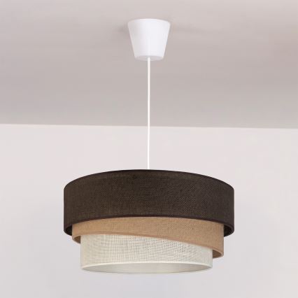 Brilagi - Pendel på kabel TRIO 1xE27/60W/230V Ø 40 cm brun/beige/hvid