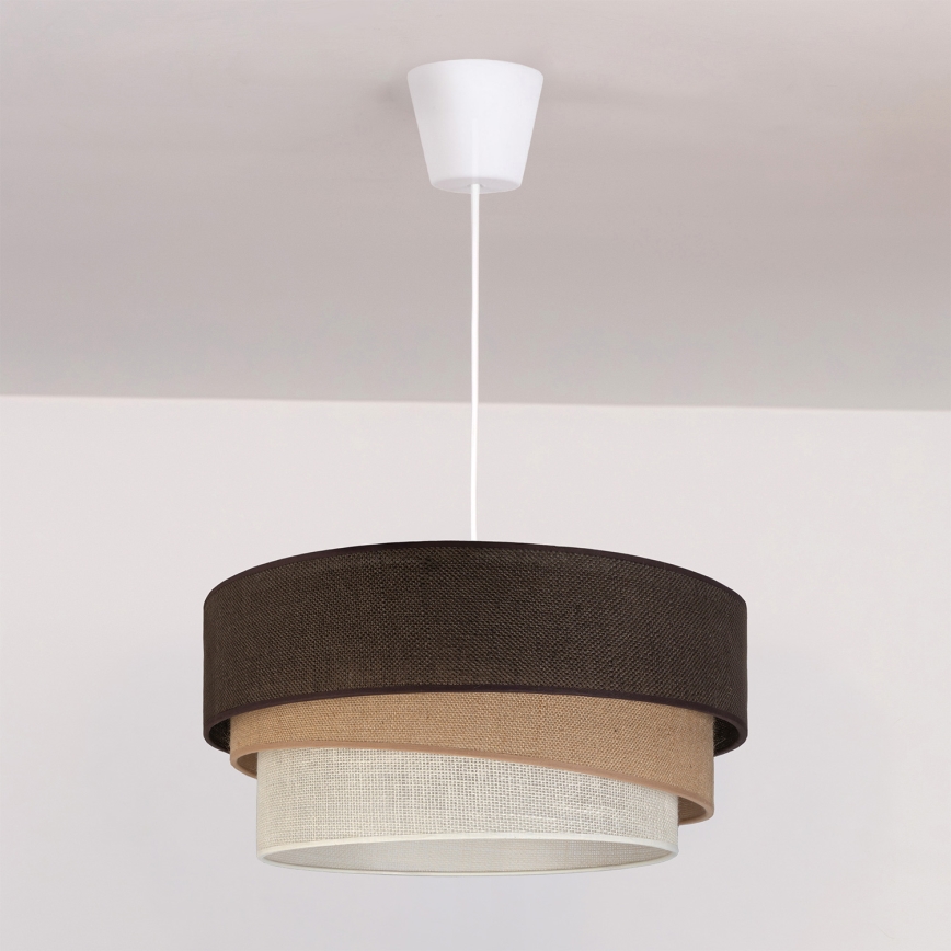 Brilagi - Pendel på kabel TRIO 1xE27/60W/230V Ø 40 cm brun/beige/hvid