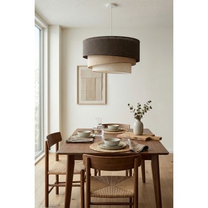 Brilagi - Pendel på kabel TRIO 3xE27/60W/230V Ø 60 cm brun/beige/hvid