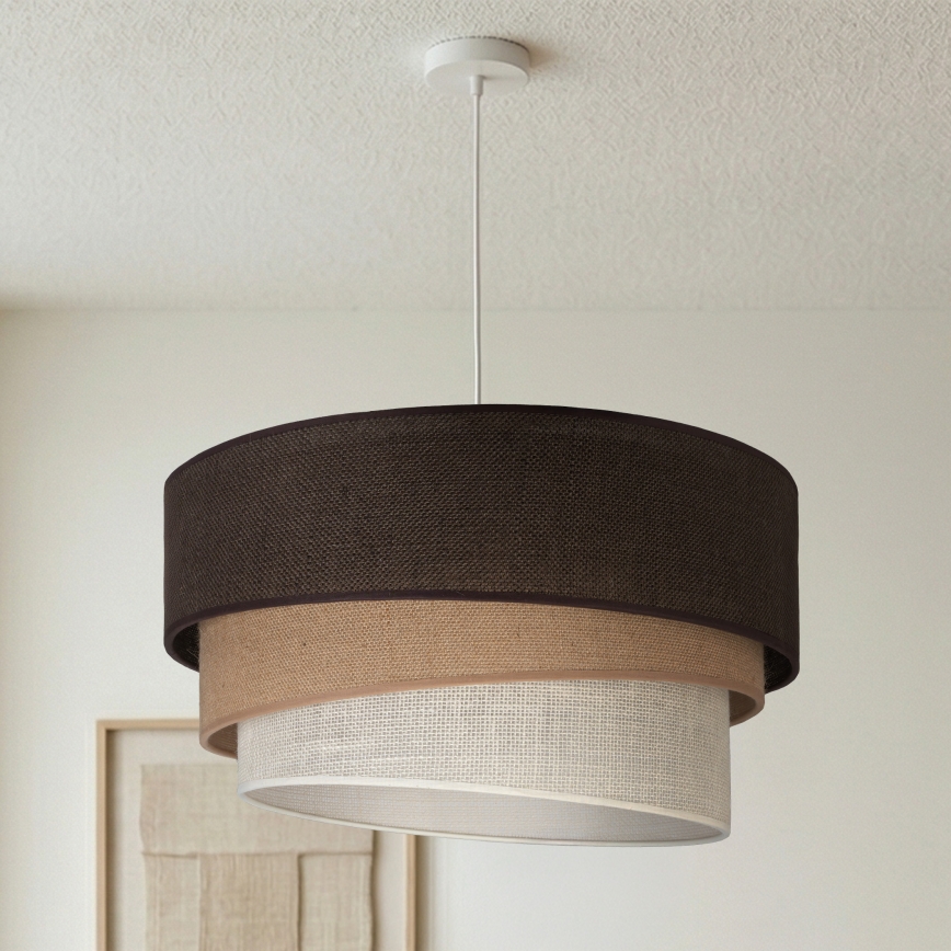 Brilagi - Pendel på kabel TRIO 3xE27/60W/230V Ø 60 cm brun/beige/hvid