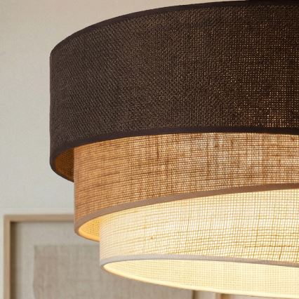 Brilagi - Pendel på kabel TRIO 3xE27/60W/230V Ø 60 cm brun/beige/hvid