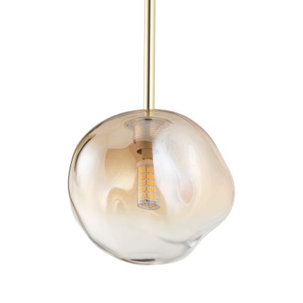 Brilagi - Pendel på kabel VULCANO 1xG9/8W/230V guldfarvet/røget beige