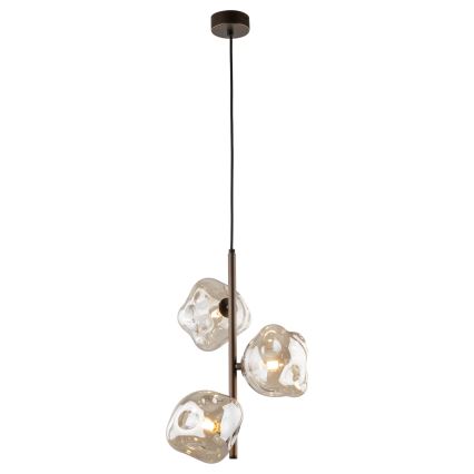 Brilagi - Pendel på kabel VULCANO 3xG9/8W/230V brun/røget beige