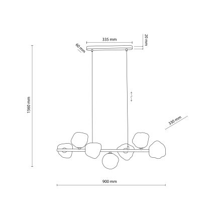 Brilagi - Pendel på kabel VULCANO 7xG9/8W/230V bronze/røget beige