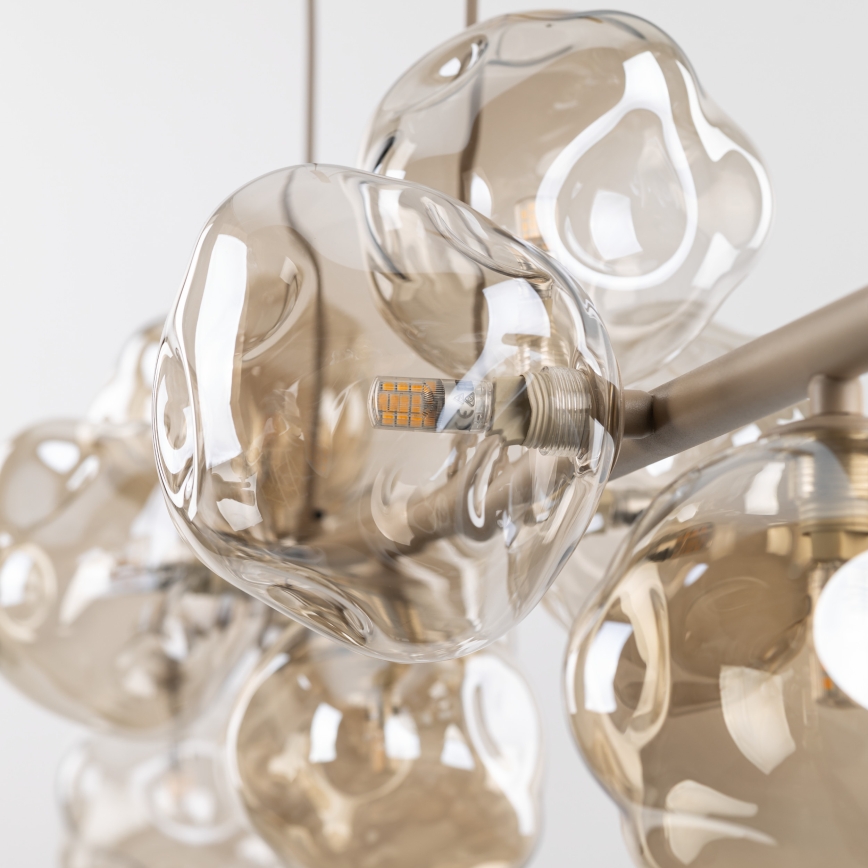 Brilagi - Pendel på kabel VULCANO 9xG9/8W/230V beige/røgbeige
