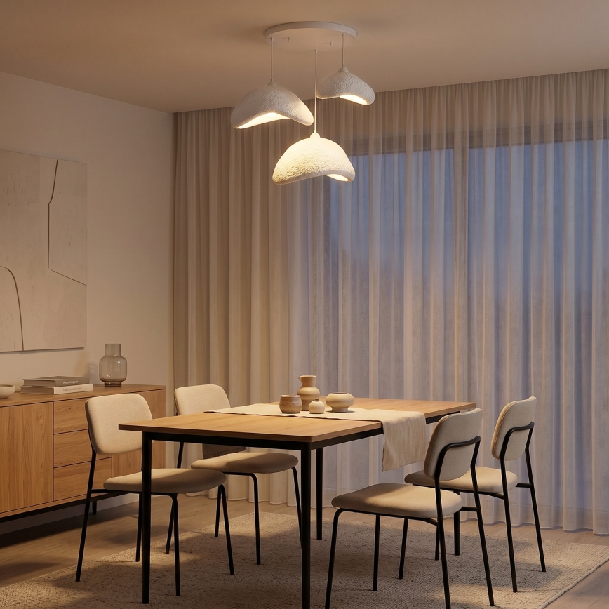 Brilagi - Pendel på kabel WABI SABI 3x E27/40W/230V Ø 82 cm, hvid