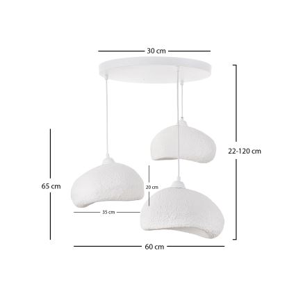Brilagi - Pendel på kabel WABI SABI 3xE27/40W/230V Ø 60 cm hvid
