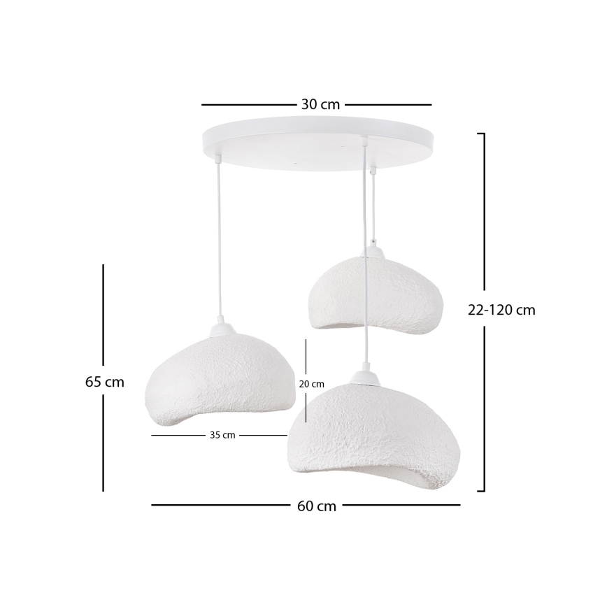 Brilagi - Pendel på kabel WABI SABI 3xE27/40W/230V Ø 60 cm hvid