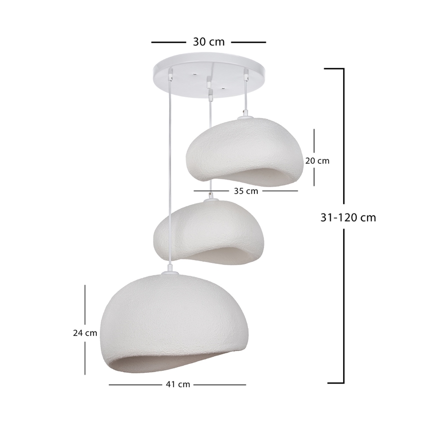 Brilagi - Pendel på kabel WABI SABI 3xE27/40W/230V Ø 76 cm hvid