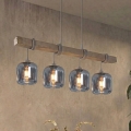 BRILAGI - Pendel på kabel WOOD GLASS 4xE27/60W/230V fyr/grå/røggrå