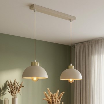 Brilagi - Pendel på ledning 2xE27/60W/230V beige/guld
