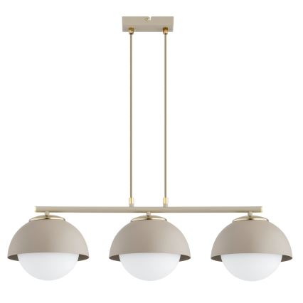 Brilagi - Pendel på ledning 3xE27/60W/230V beige/guld