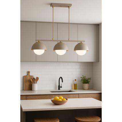 Brilagi - Pendel på ledning 3xE27/60W/230V beige/guld