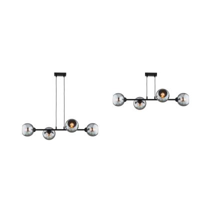 Brilagi - Pendel på ledning 4xE27/60W/230V, sort/røggrå