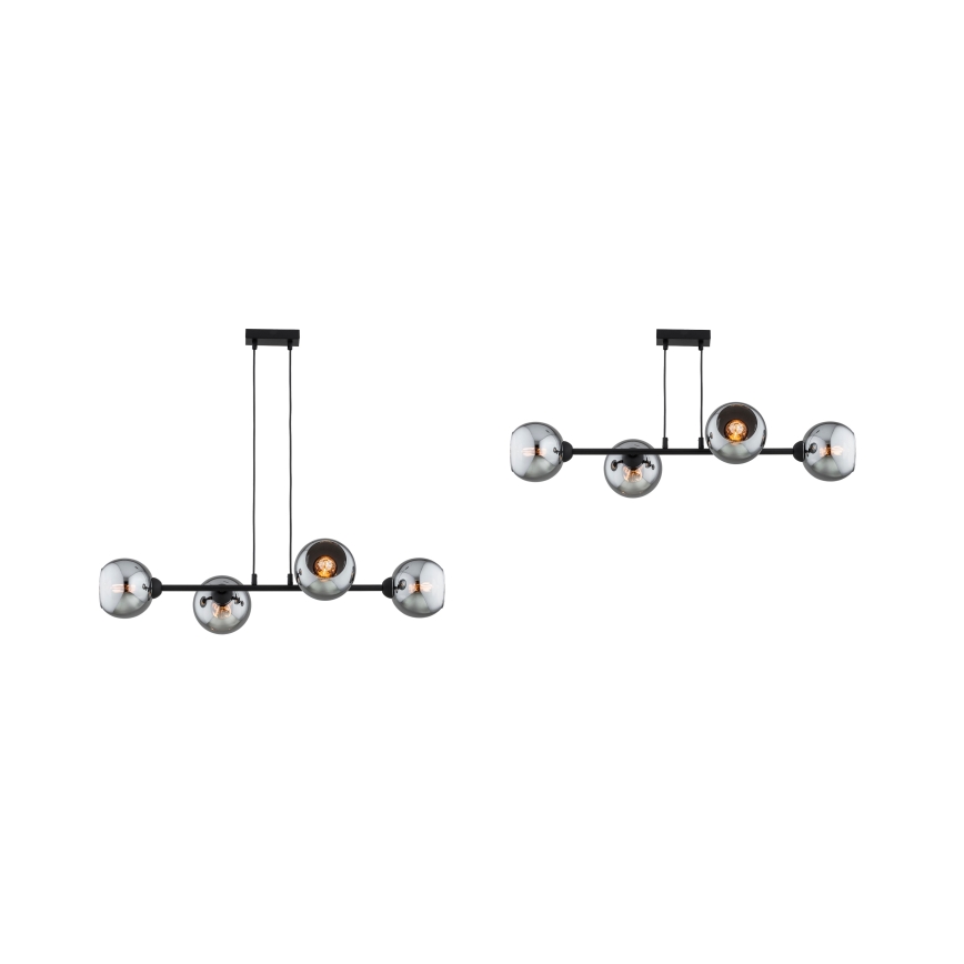 Brilagi - Pendel på ledning 4xE27/60W/230V, sort/røggrå