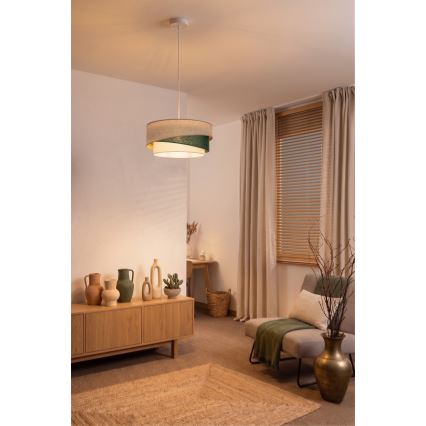 Brilagi - Pendel på ledning ARROW 1xE27/60W/230V Ø 45 cm beige/grøn/hvid