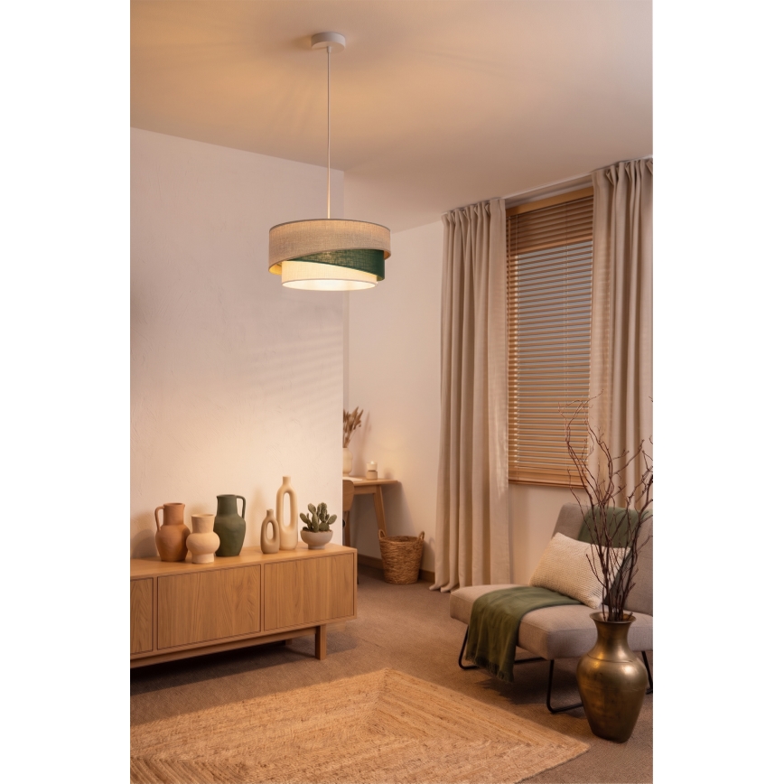 Brilagi - Pendel på ledning ARROW 1xE27/60W/230V Ø 45 cm beige/grøn/hvid