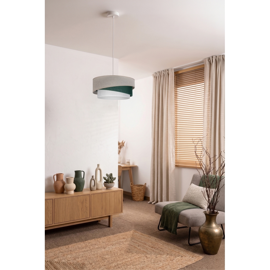 Brilagi - Pendel på ledning ARROW 1xE27/60W/230V Ø 45 cm beige/grøn/hvid
