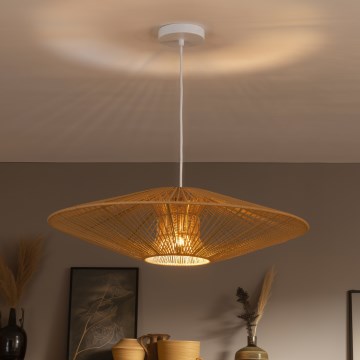 Brilagi - Pendel på ledning CERIA BOHO 1xE27/40W/230V Ø 70 cm hvid/brun