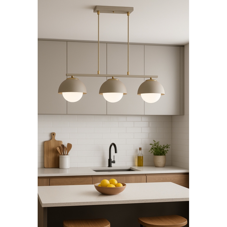 Brilagi - Pendel på ledning COSMO 3xE27/60W/230V beige/guld