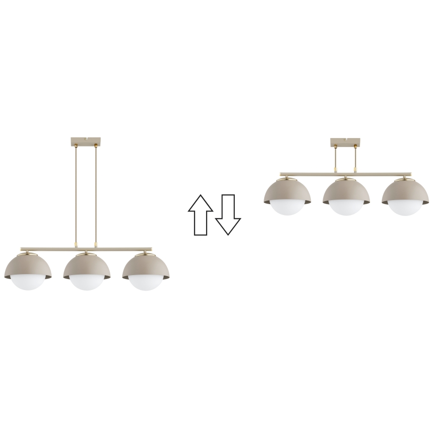 Brilagi - Pendel på ledning COSMO 3xE27/60W/230V beige/guld