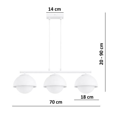 BRILAGI - Pendel på ledning COSMO 3xE27/60W/230V hvid